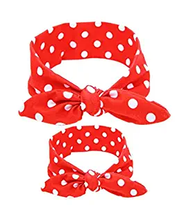 Shimmer Anna Shine Mommy and Me Matching Cotton and Spandex Stretch Headbands (Red Polka Dot)