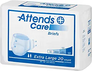 Attends Care Briefs with Odor-Shield for Adult Incontinence Care, XL, Unisex, 60Count