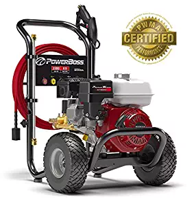 PowerBoss Gas Pressure Washer 3300 PSI 2.5 GPM Powered by HONDA GX200 with 30’ EASYFlex High-Pressure Hose, 5 Nozzles & Detergent Injection