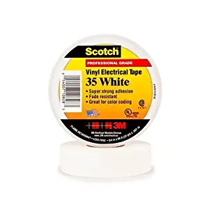 3M 35 Scotch Vinyl Electrical Color Coding Tape White 1/2 in x 20 ft - 10 Pack