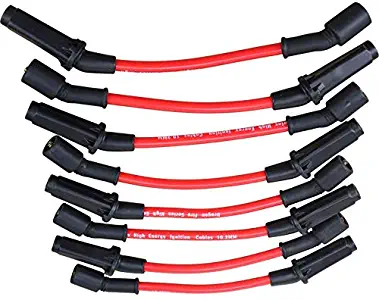 HUGE 10mm Dragon Fire Pro Race Series High Performance Ignition Spark Plug Wire Set Compatible Replacement For 2005-2008 Most GM Chevy 9748RR 784RR Oem Fit PWJ121