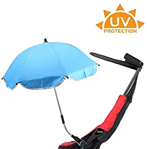 Umbrella Parasol Ortable Folding,Aluminum Crank Parasol Install to Kids Sun Lounger Lightweight to Carry Weatherproof for Dogs/Baby/Children(Blue)