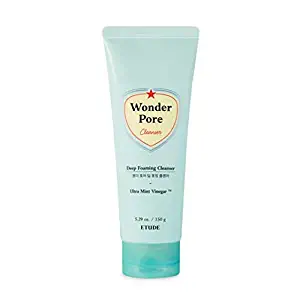 ETUDE HOUSE Wonder Pore Cleanser 150g (5 fl. Oz) | Kbeauty | Deep Foam Cleanser for Sensitive Skin to Balance Sebum Level, Clean Dirt and Impurities in Pores | Ultra Mint Vinegar for a Fresh Finish
