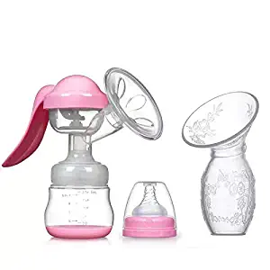 Q-JING Manual Breast Pump kit Includes a Silicone Pump Soft and a Bottle 2 Piece