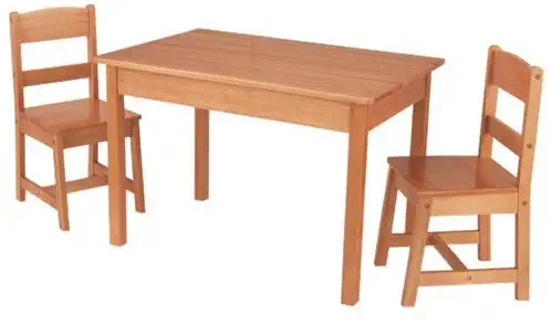 KidKraft Wooden Rectangular Table & 2 Chair Set For Kids - Natural