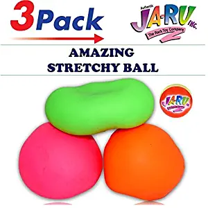 JA-RU Stretchy Balls Stress Relief (Pack of 3) Soft Stress Toys for Kids Pull / Stretch. Stress Balls for Adults Anxiety Hand Therapy or Sensory Fidget Relaxing Toy . Plus 1 Ball | 401-3p