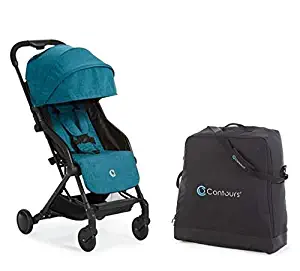 Contours Bitsy Compact Fold Lightweight Travel Stroller + Convenient Collapsible and Water-Resistant Bitsy Travel Bag/Carrying Case, Bermuda Teal/Black