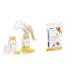 Medela Harmony Manual Breast Pump and 24 Count Quick Clean Breastpump & Accessory Wipes, Breast Pump and Accessories to Help Moms Begin and Continue Breastfeeding