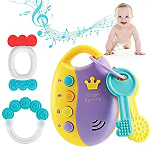 Anpole Musical Smart Car Remote Key & Infants Teething Play Toys for Baby and Toddler | Sound and Lights | Kids Toys for Travel | Fun and Educational