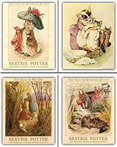 Impact Posters Gallery The Tale of Peter Rabbit Beatrix Potter Kids Room Wall Decor Picture Four Set 16x20 Girls