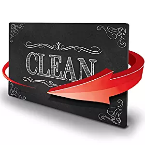 KIWE HOME Reversible Double Sided Dishwasher Magnet. Clean Dirty Flexible Flip 3x4 inch Big Size Flipside Black and White Chalkboard Curve Design Perfect Kitchen Addition Premium Flip Sign Indicator