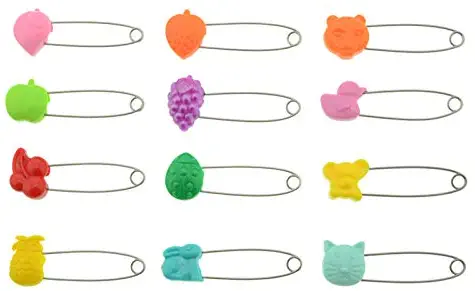 Cute Animal Fruit Baby Safety Pins Brooches for Handcrafts Secure Clips Stainless Steel 2.1 Inch 60 Count
