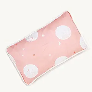 i-baby Baby Pillow Nursery Crib Bedding Pillow Infant Cot Pillow Bamboo Cotton Muslin Pillowcase Removable for Easy Laundrying (Pillow Pink)