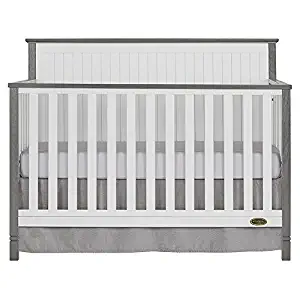 Dream On Me Alexa II 5 in 1 Convertible Crib, White with Wire Brushed Silver Grey Pearl