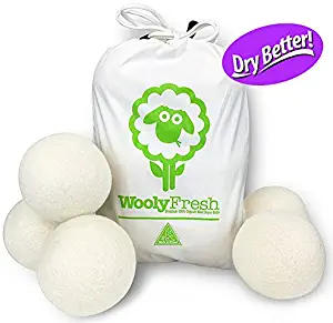 Wooly Fresh Wool Dryer Balls, 6 Pack XL Premium 100% Wool Dryer Balls, Handmade in Nepal, Long-Lasting Organic Fabric Softener & Static Reducer, Dry Better.