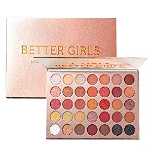 High Pigmented Eyeshadow Palette Matte + Shimmer 35 Fall Colors Makeup Natural Bronze Warm Neutral Smokey Blendable Waterproof Creamy Eye Shadows Cosmetic Kit