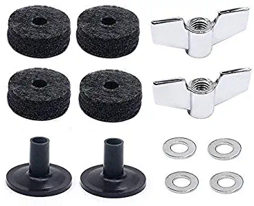 （12 Pieces）Cymbal Replacement Accessories Cymbal Felts Hi-Hat Clutch Felt Hi Hat Cup Felt Cymbal Sleeves with Base Wing Nuts and Cymbal Washer