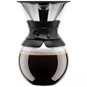 Bodum Pour Over Coffee Maker with Permanent Filter, 1 Liter, 34 Ounce, Black Band