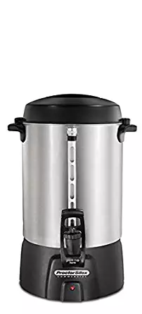 Proctor Silex Commercial 45060 Coffee Urn 60 Cup Aluminum, One Hand Dispensing, Coffee Level Indicator, 16.93" Height, 11.73" Width, 12.56" Length, Stainless Steel
