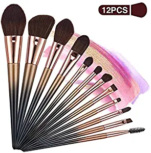 12 Pieces Premium Makeup Brush Set, Professional Makeup Brushes Premium Spectrum Brushes, Foundation Eyeshadow Eyebrow Full Face Brush Set with Makeup Bag