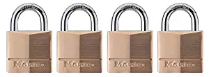 Master Lock Padlock, Solid Brass Lock, 1-9/16 in. Wide, 140Q (Pack of 4-Keyed Alike)
