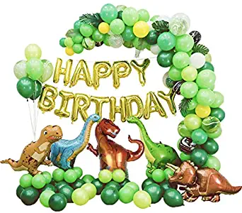 Dinosaur Balloons Garland Kit for Birthdays, Baby Showers, and More! Comes with T Rex, Velociraptor, Brontosaurus,