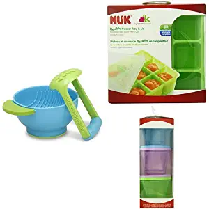 NUK Baby Food Making Kit, Includes the Mash and Serve Bowl, a Flexible Freezer Tray and Lid Set and Stack & Store Cups, 6 Cups and Lids