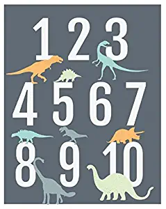 Dinosaur Number Wall Art Print 8x10, Nursery Decor, Counting Poster, Kid's Room Decor, Gender Neutral Nursery Decor, Baby Room Decor, Playroom Decor, Children Wall Art, Dinosaur Nursery
