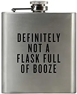 DEFINITELY NOT A FLASK FULL OF BOOZE | Damn Fine Hip Flask | 6oz Stainless Steel | Funny Men's, Groomsman, Husband, Wife, Women's Liquor Gift