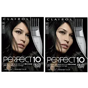 Clairol Nice ‘n Easy Perfect 10 Permanent Hair Dye Kit, Black, 2 Count