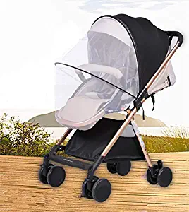 2-in-1 Baby Stroller Sun Shade&Mosquito Net Awning Waterproof and Windproof Anti-UV Umbrella Canopy Universal Fit for Stroller