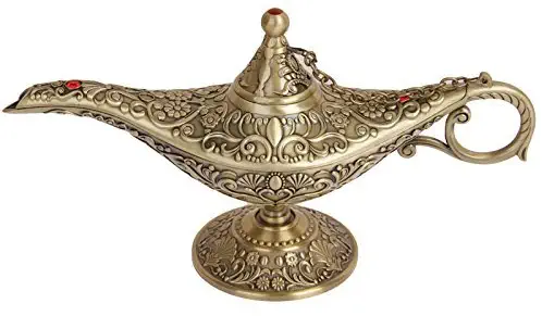 Ziv Luxury Classic Legend Aladdin Magic Genie Light Lamp Pot Classic Silver-Tin Alloy Decoration & Gift (Classic Bronze)