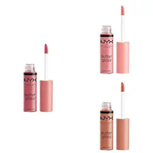 NYX PROFESSIONAL MAKEUP Butter Lip Gloss, 3 Colors, Angel Food Cake, Crème Brulee, Madeleine (3 Items)