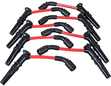 Dragon Fire Race Series High Performance 10.2mm Ignition Spark Plug Wire Set Compatible Replacement For GM CHEVY PONTIAC CHEVROLET LS1 LS2 LS3 ENGINE 10.2MM HUGE SPARK PLUG WIRES SET RED