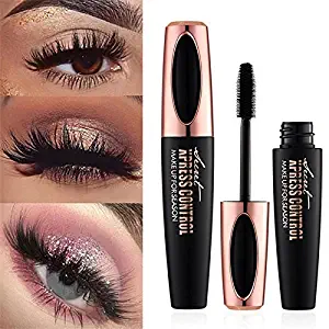 4D Silk Fiber Eyelash Mascara, Extra Long Lash Mascara Waterproof Not Blooming Curling Natural Eye Makeup Long Lasting Black
