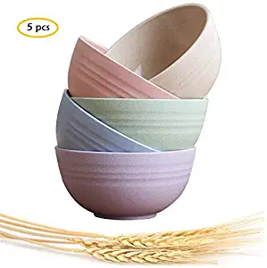 Choary Eco-friendly Wheat Straw Baby Bowls, Microwave Dishwasher safe Bowl Sets - Unbreakable Natural Non-Toxin mini degradable Bowls for Snacks,Fruits, BPA FREE set of 5.