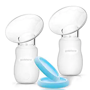 Silicone Breast Pump 2 Pack, Manual Breast Pump with Protective lid, Portable Milk Saver for Breast Feeding, 100% Food Grade Silicone BPA Free(4oz/100ml),Blue