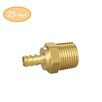 AB Brass PEX Male Adapter 1/2" PEX Barbed Crimp x 1/2" MNPT PEX Fitting, Lead Free Brass Fitting for PEX Tubing(25-Pack)