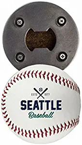 Seattle Bottle Opener, Made from a real Baseball, The BaseballOpener, Cap Catcher, Fridge Magnet