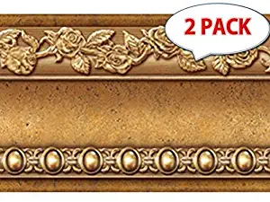 Peel and Stick Wall Border Easy to Apply Band Wall Paper (2, Gold Brown)