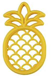 Itzy Ritzy Silicone Baby Teether – BPA-Free Infant Teether with Easy-to-Hold Design and Textured Back Side to Massage and Soothe Sore, Swollen Gums, Pineapple