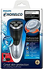 Philips Norelco PowerTouch Wet and Dry Electric Razor AT815 DualPrecision Heads Flexing Heads with Aquatec Wet and Dry and Pop-up Trimmer AT815/41