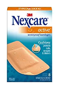Nexcare Active Extra Cushion Bandages, Knee and Elbow, Breathable, 8-Count Packages (Pack of 6)