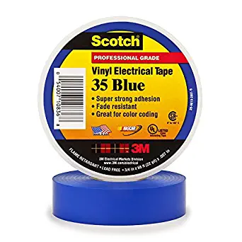3M Safety 10836-DL-10 Electrical Tape, 3/4" by 66', Blue