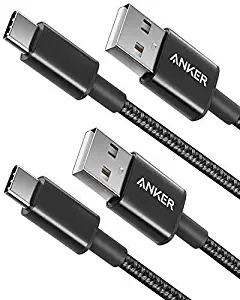 USB Type C Cable, Anker [2-Pack 6Ft] Premium Nylon USB-C to USB-A Fast Charging Type C Cable, for Samsung Galaxy S10 / S9 / S8 / Note 8, LG V20 / G5 / G6 and More(Black)