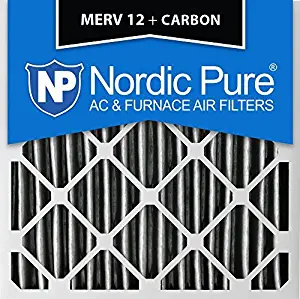 Nordic Pure 20x20x2 MERV 12 Pleated Plus Carbon AC Furnace Air Filters, 3 PACK, 3 Piece