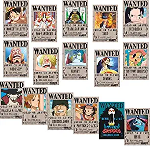 Big Fun One Piece Wanted Posters 42cm×29cm, New Edition, Luffy 1.5 Billion, Set of 16