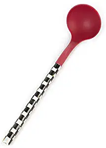 MacKenzie-Childs Courtly Check Ladle with Enamel Print - Stainless Steel and Silicone - Cooking Utensil - Cherry Red - 13.5" long