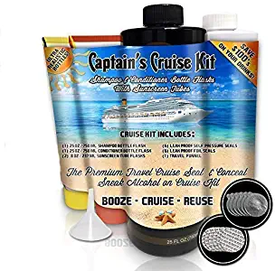 Captain's Cruise Kit With Shampoo & Conditioner Bottle Flasks + 2 Sunscreen Tube Flasks (66oz Total) - Premium Sneak Alcohol On Cruise Set - Rum Runner Take Liquor Booze Anywhere Containers