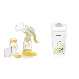Medela Harmony Manual Breast Pump and 100 Count Breast Milk Storage Bags, Ready to Use Breastmilk Bags for Breastfeeding